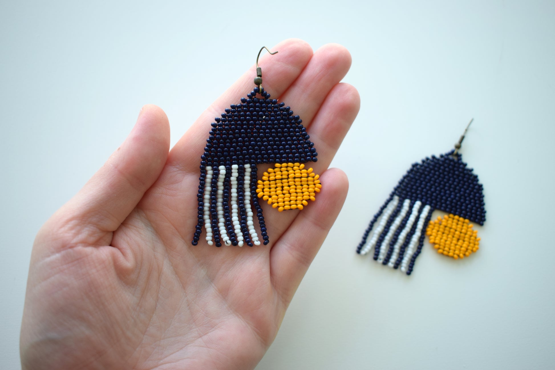 These beaded earrings are made of high-quality Czech beads.  Length with hooks - 7.5 cm (2.9 inches). Width - 4.2 cm (1.6 inches).  If you have any questions just write me a message. I am always in touch and reply asap!