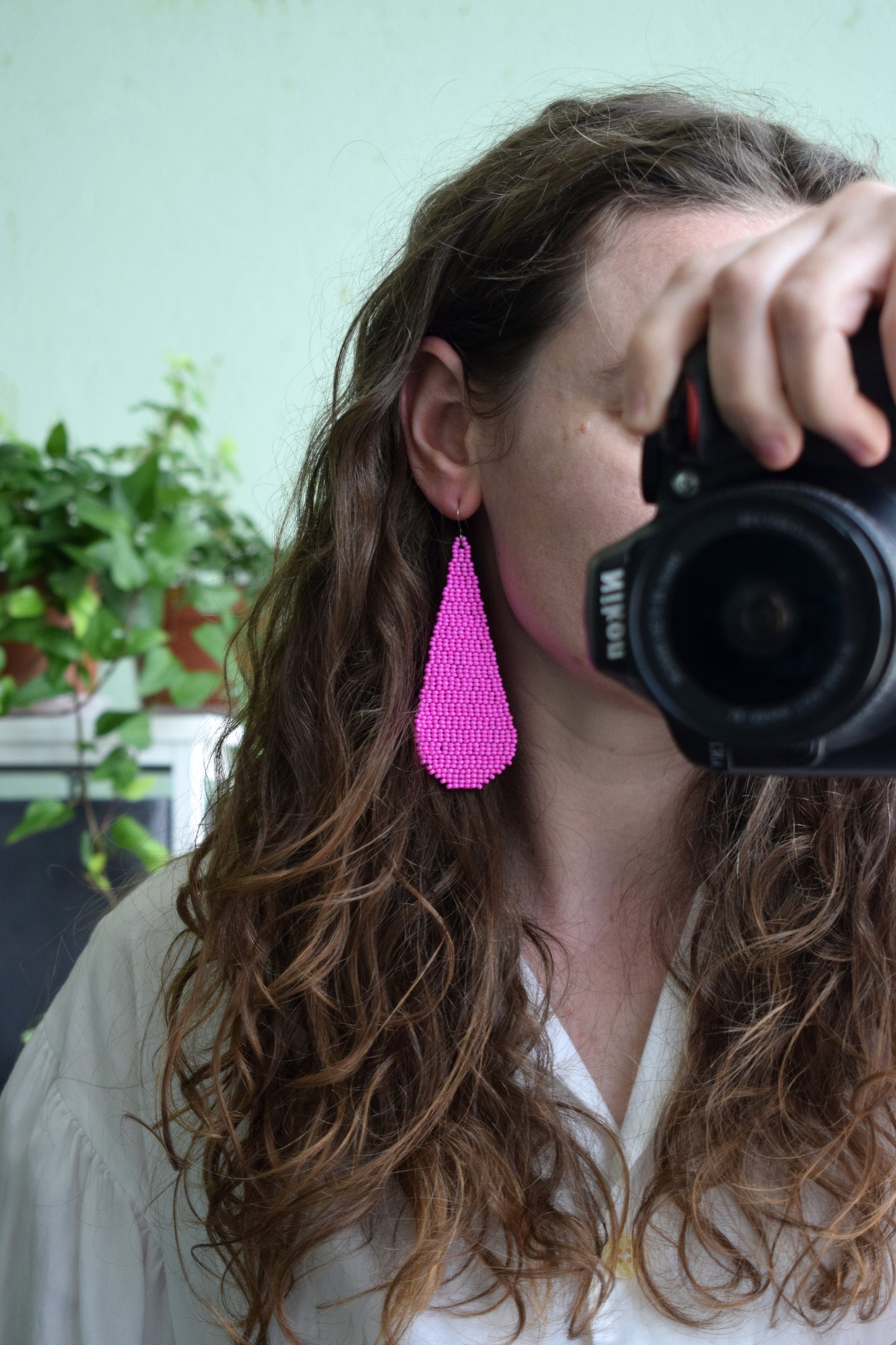 Fuchsia pink earrings