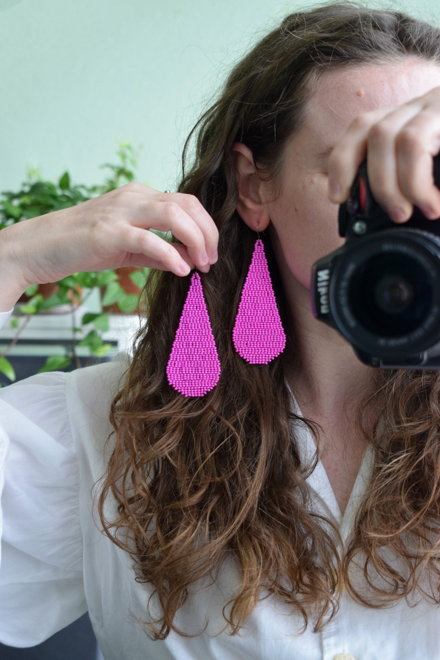 Fuchsia pink earrings