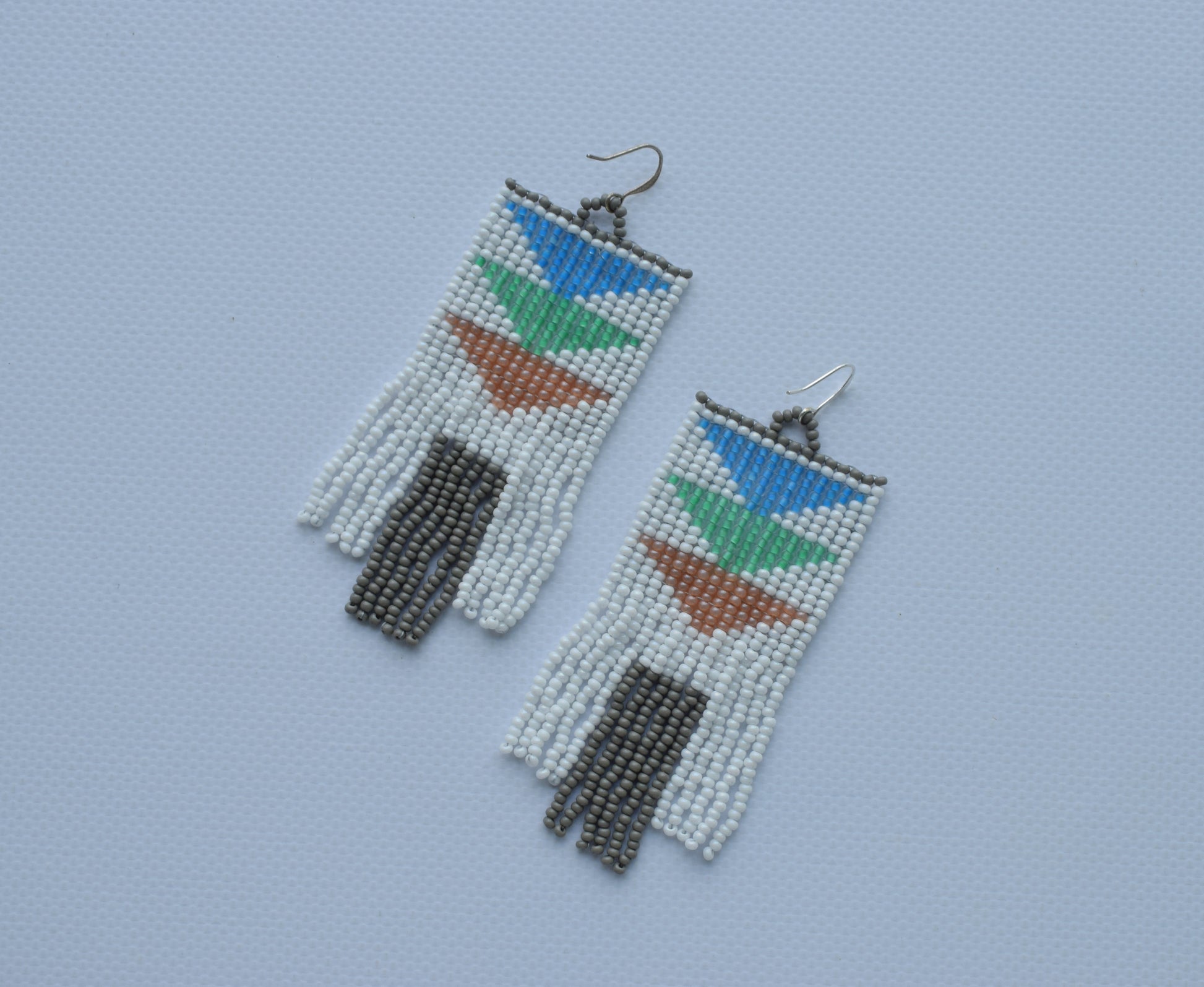 These are geometric beaded earrings. These beaded earrings are made of high-quality Czech beads. These earrings are lightweight, delicate, fashionable and highly versatile, suitable for everyday wear.  ONLY ONE PAIR  Length (*with hooks) - 9.2 cm (3.6 inches). Width - 3.6 cm (1.4 inches)  If you have any questions just write me a message. I am always in touch and reply asap!