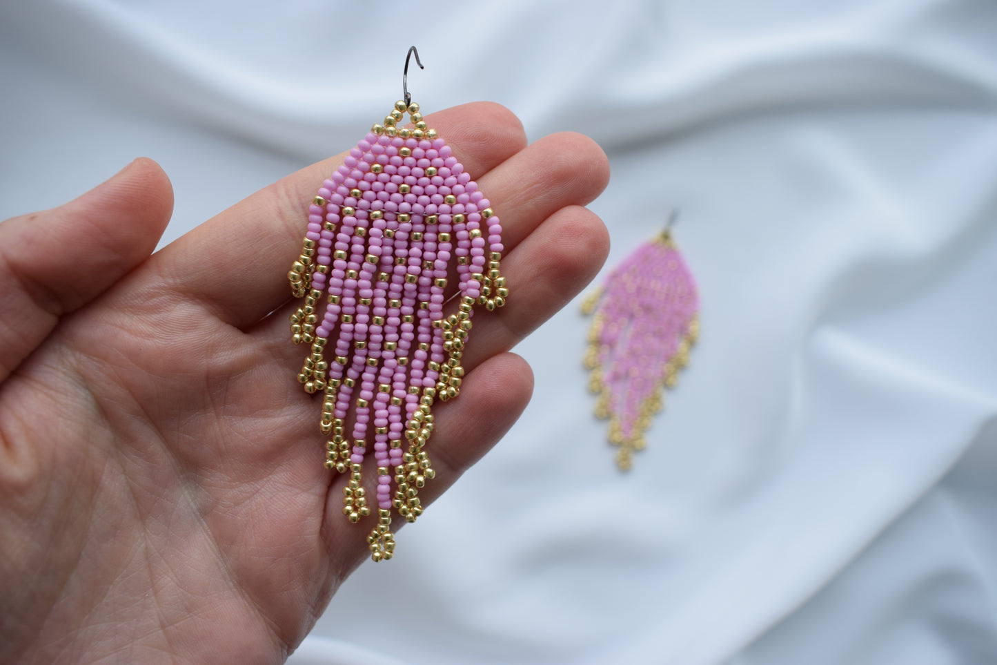 pink beaded earrings