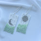 Mint beaded earrings with mountains print