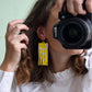 White and yellow beaded earrings