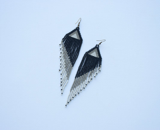 Black and grey beaded earrings