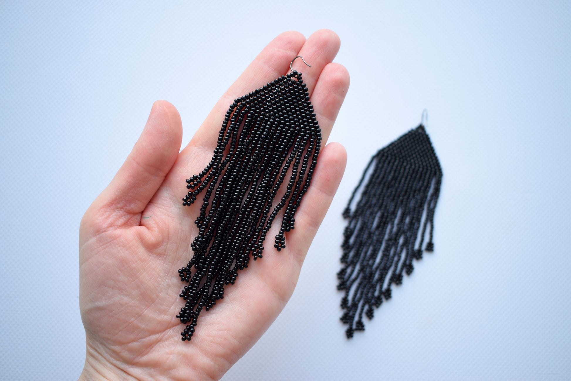 Solid black seed bead earrings