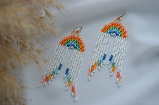 Small rainbow beaded earrings