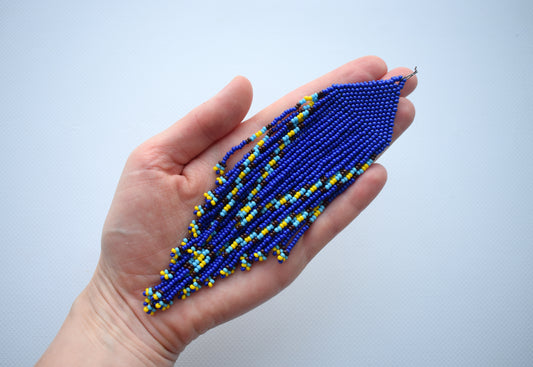 Navy blue beaded earrings