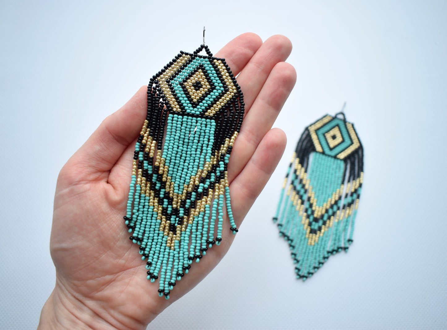 Extra long beaded earrings