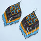 Blue and orange beaded earrings