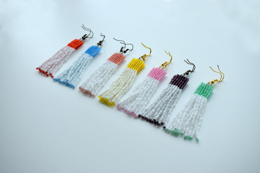Made of high-quality Czech beads. Hooks are hypoallergenic. These earrings are lightweight, tiny and colorful. Length with hooks - approx. 7.7 cm (3 inches). Width - approx. 1.3 cm (0.4 inches). CUSTOM COLOR - please message me.  Shipping to the USA, Canada, United Kingdom, Japan, China, Israel, Singapore - from the fullfilment center in Miami (USA). Shipping to other countries - from Ukraine.  Author's design (copy without my permission is prohibited). I accept custom orders, write me message please.