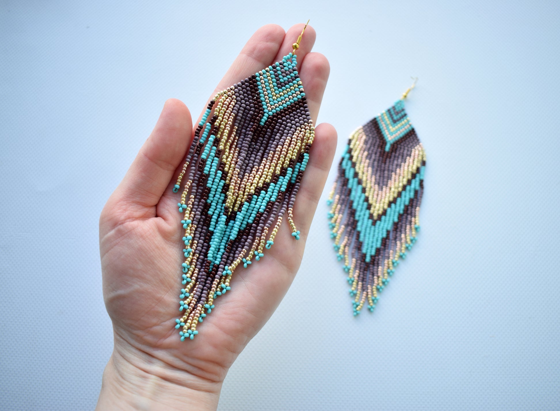 Extra long beaded earrings