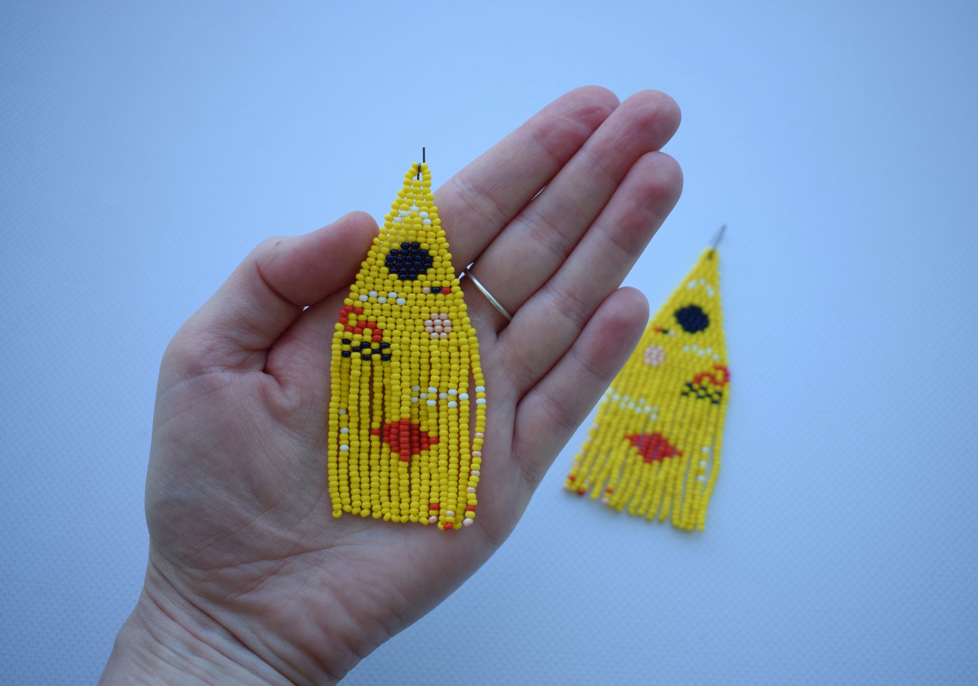 Yellow beaded earrings