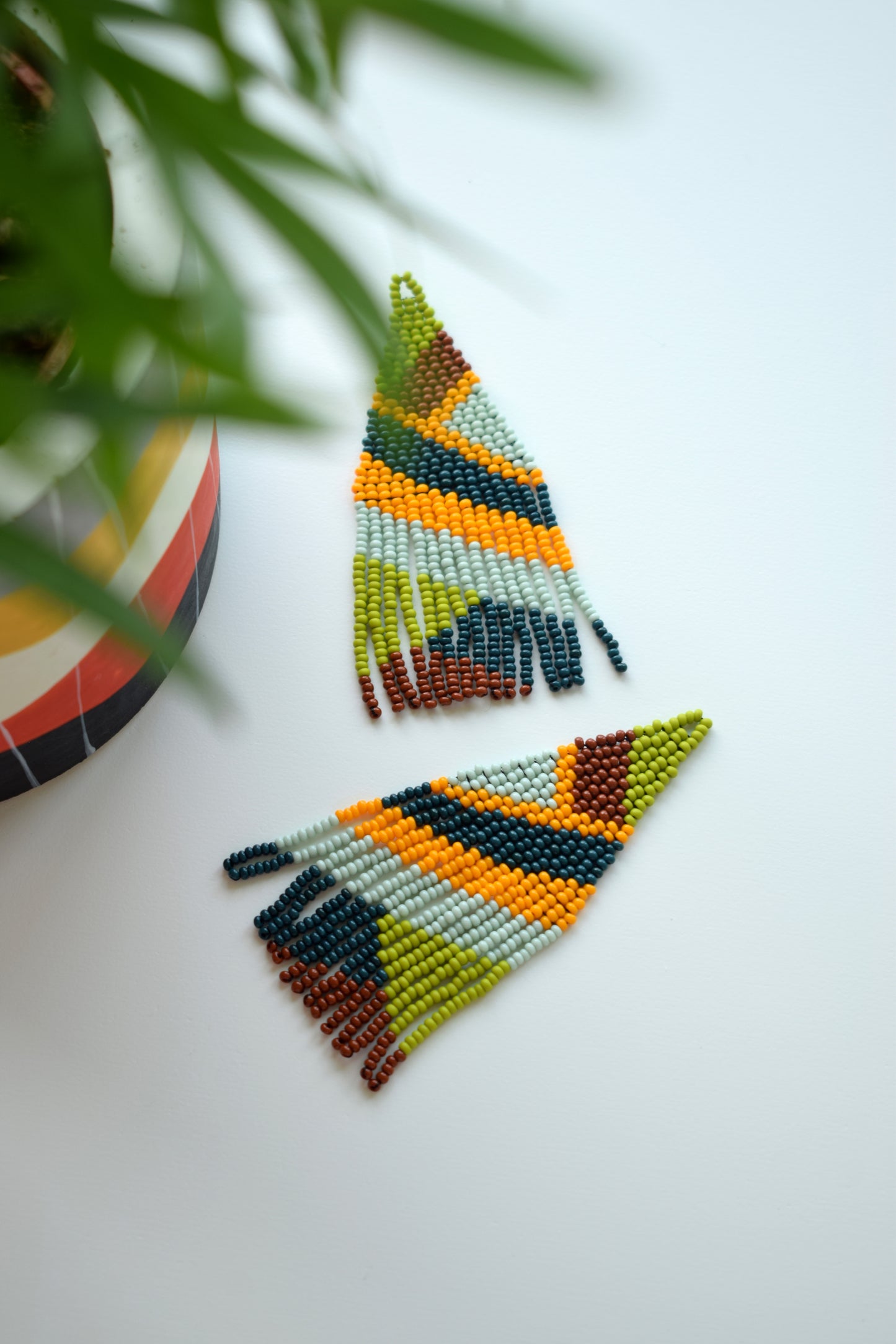 Colorful fringe bead earrings