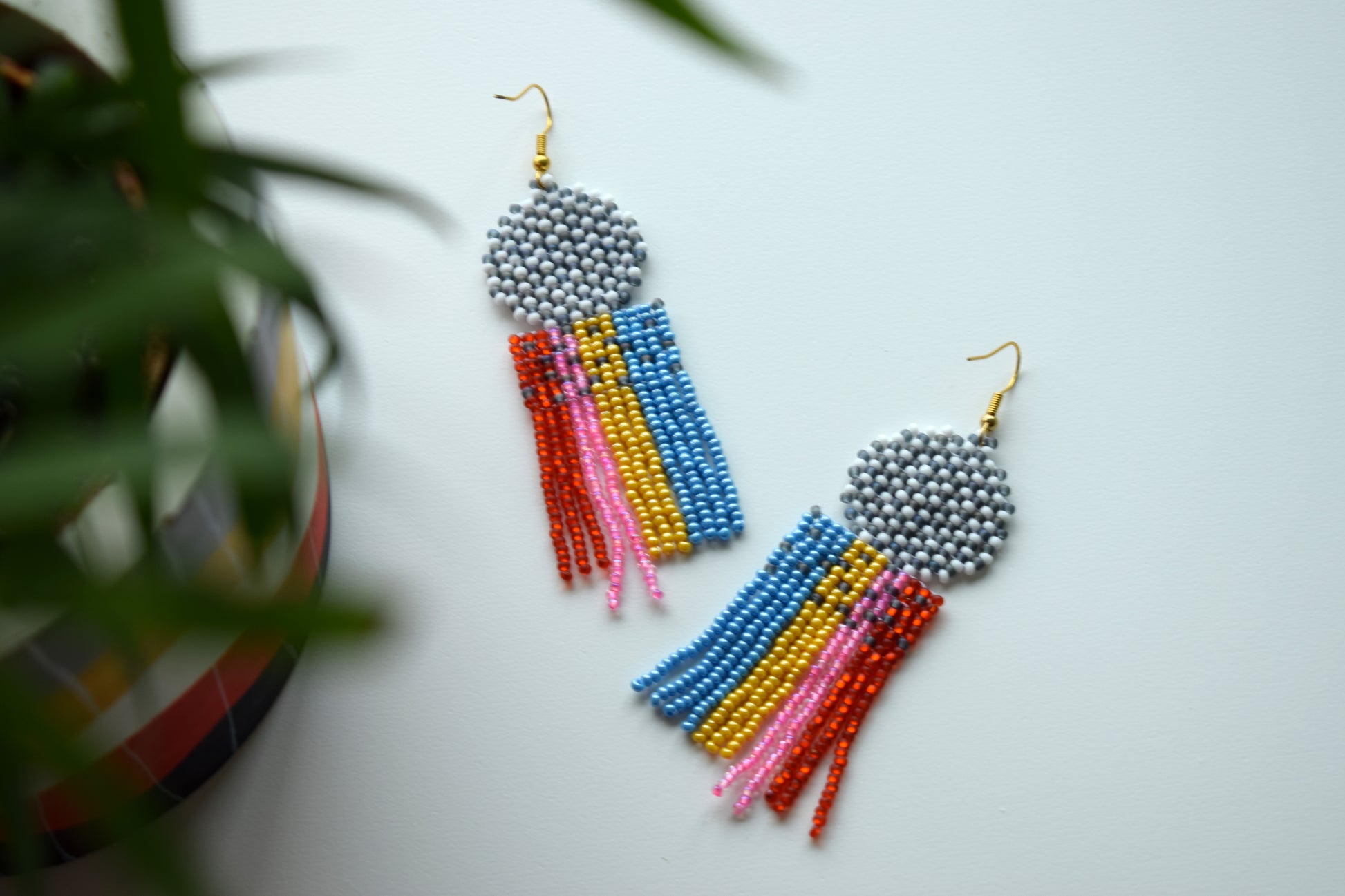 Geometric beaded earrings