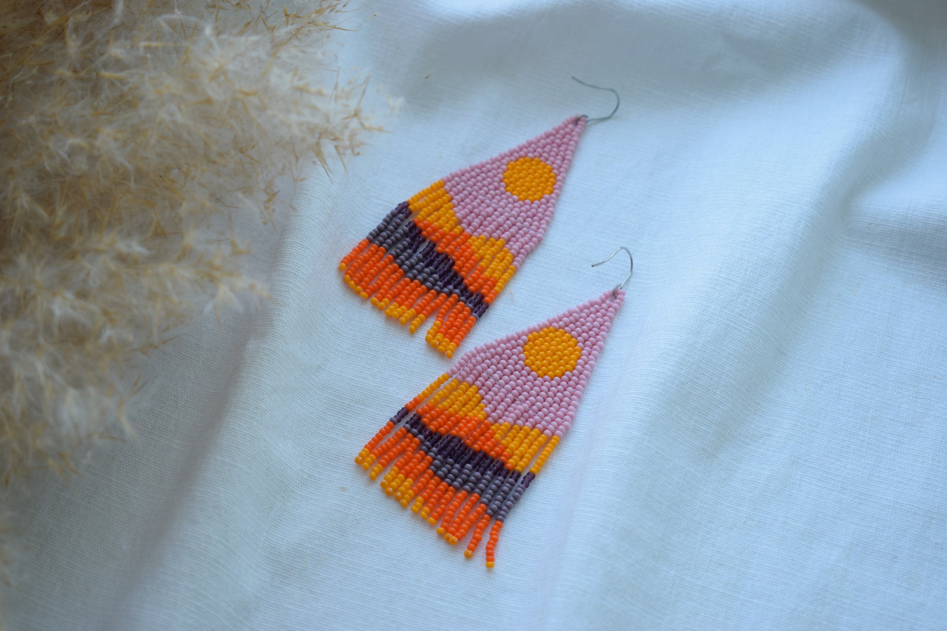 Sunrise in the mountains beaded earrings