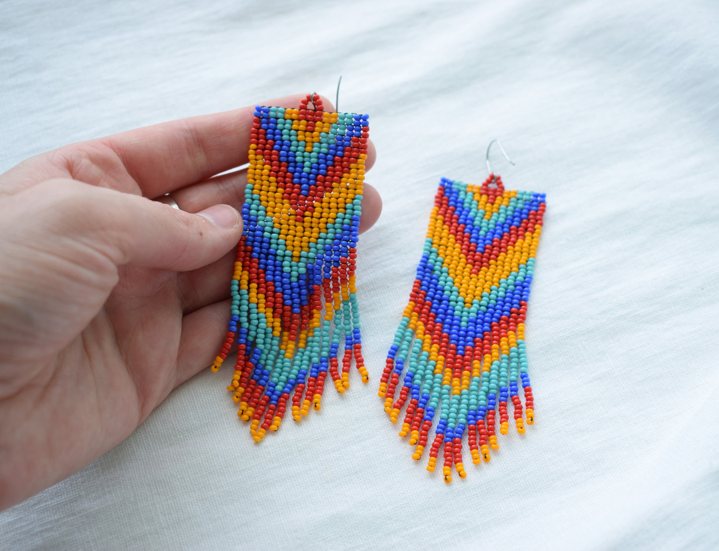 Extra long beaded earrings