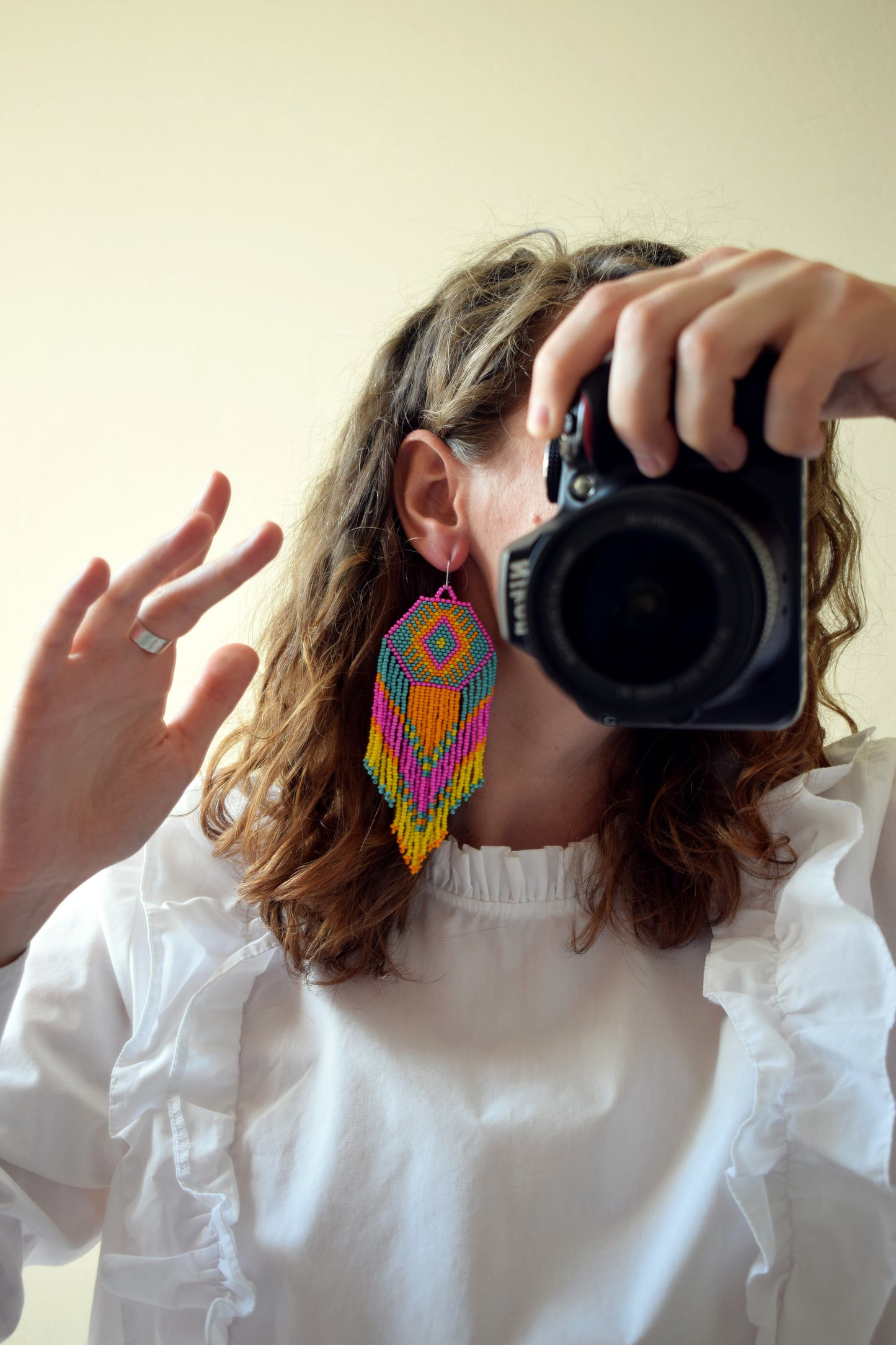 Extra long beaded earrings