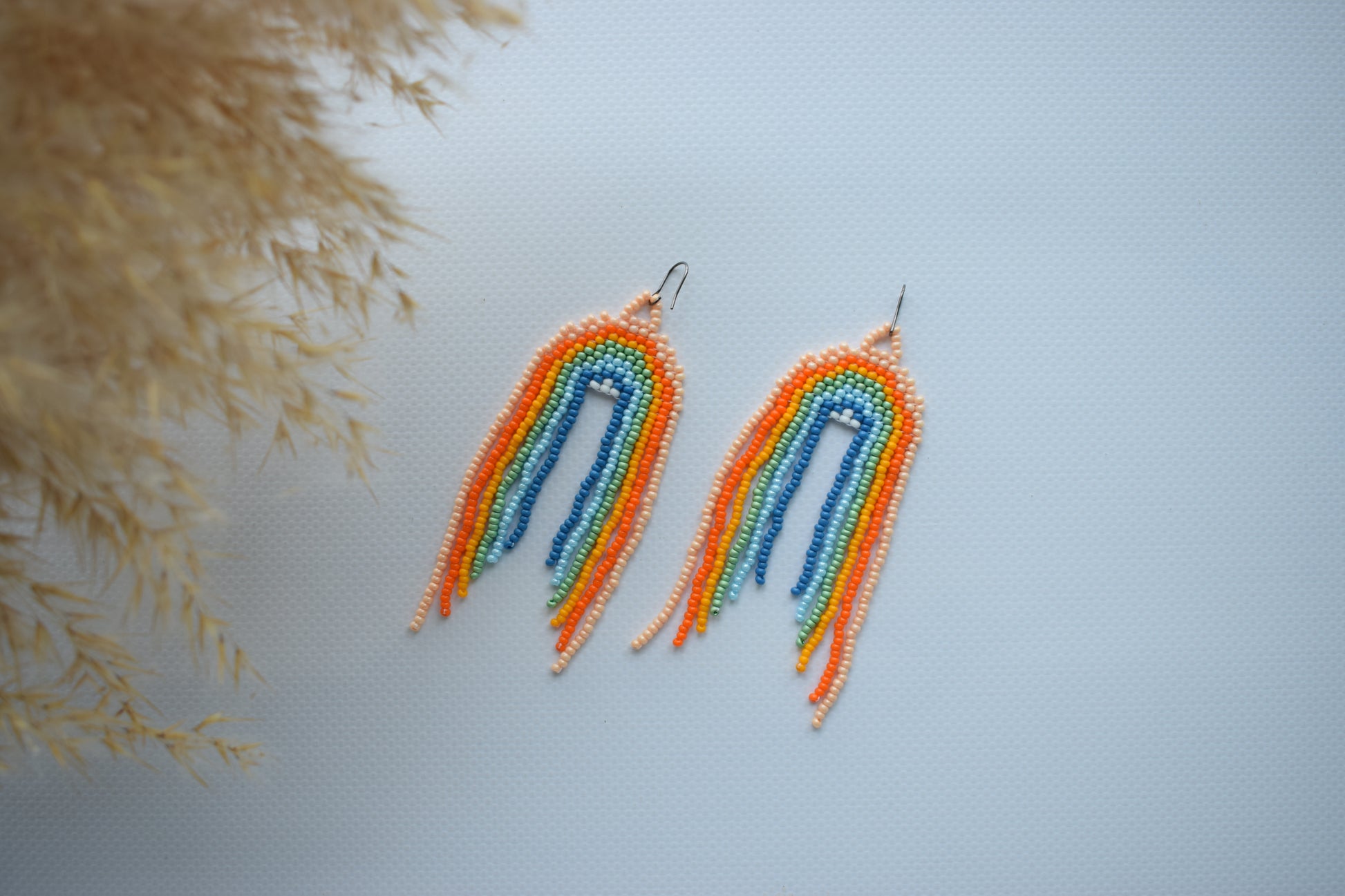 Small rainbow beaded earrings