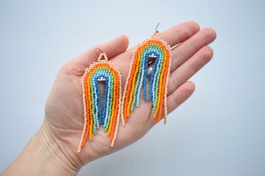 Small rainbow beaded earrings