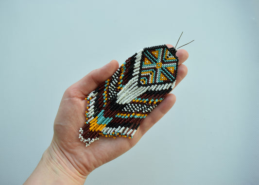 Native american beaded earrings. Length (*with hooks) - approx. 14.7 cm (5.7 inches) Width - approx. 4.7 cm (1.8 inches)  If you have any questions just write me a message. I am always in touch and reply asap!