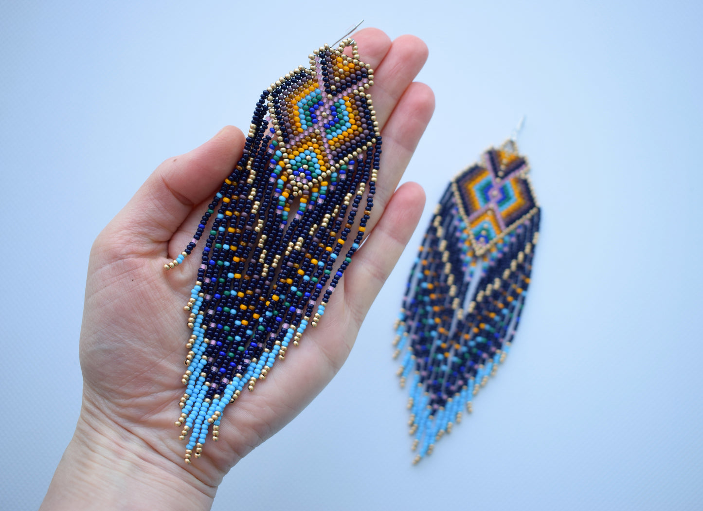 Extra long beaded earrings