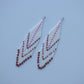 White with fuchsia pink fringe bead earrings