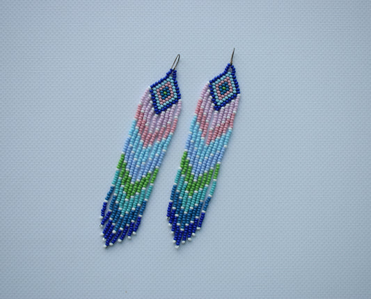 Extra long beaded earrings