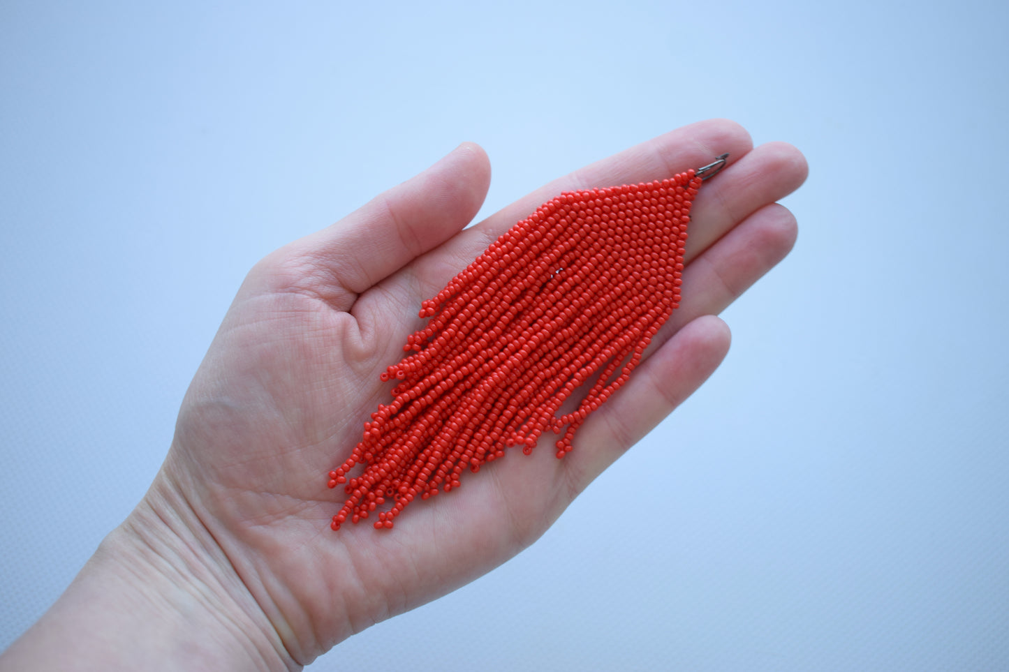 Red fringe earrings