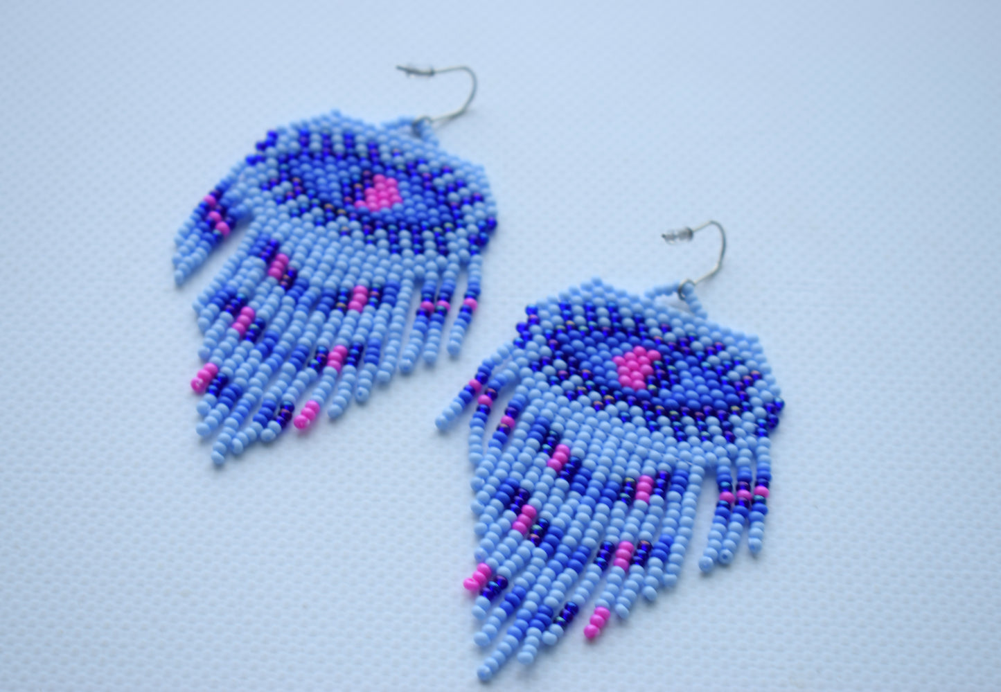 Fuchsia pink beaded earrings