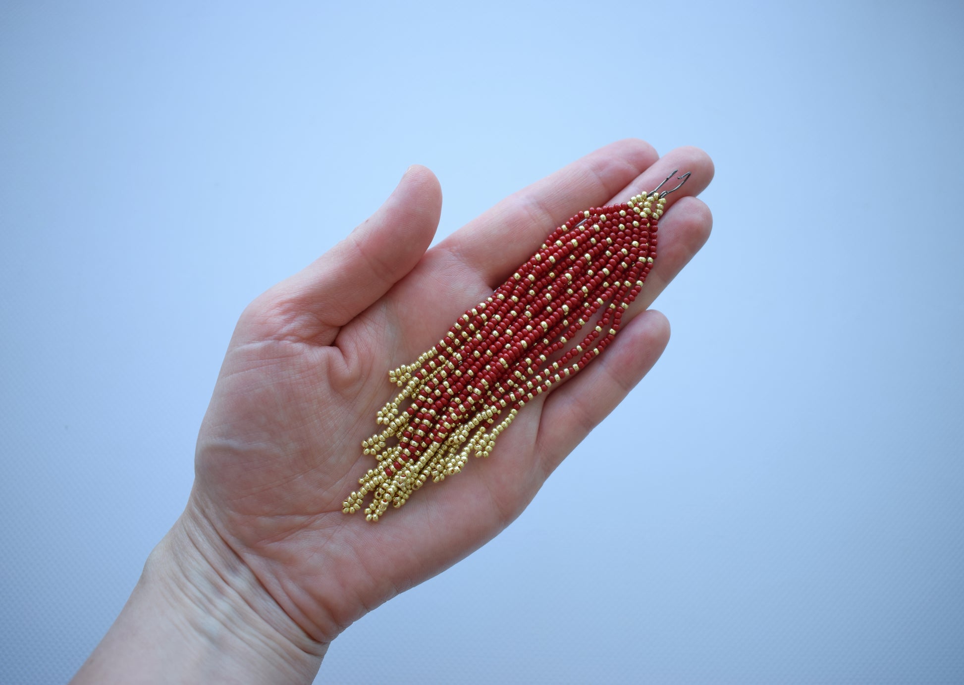 Minimalist red beaded earrings