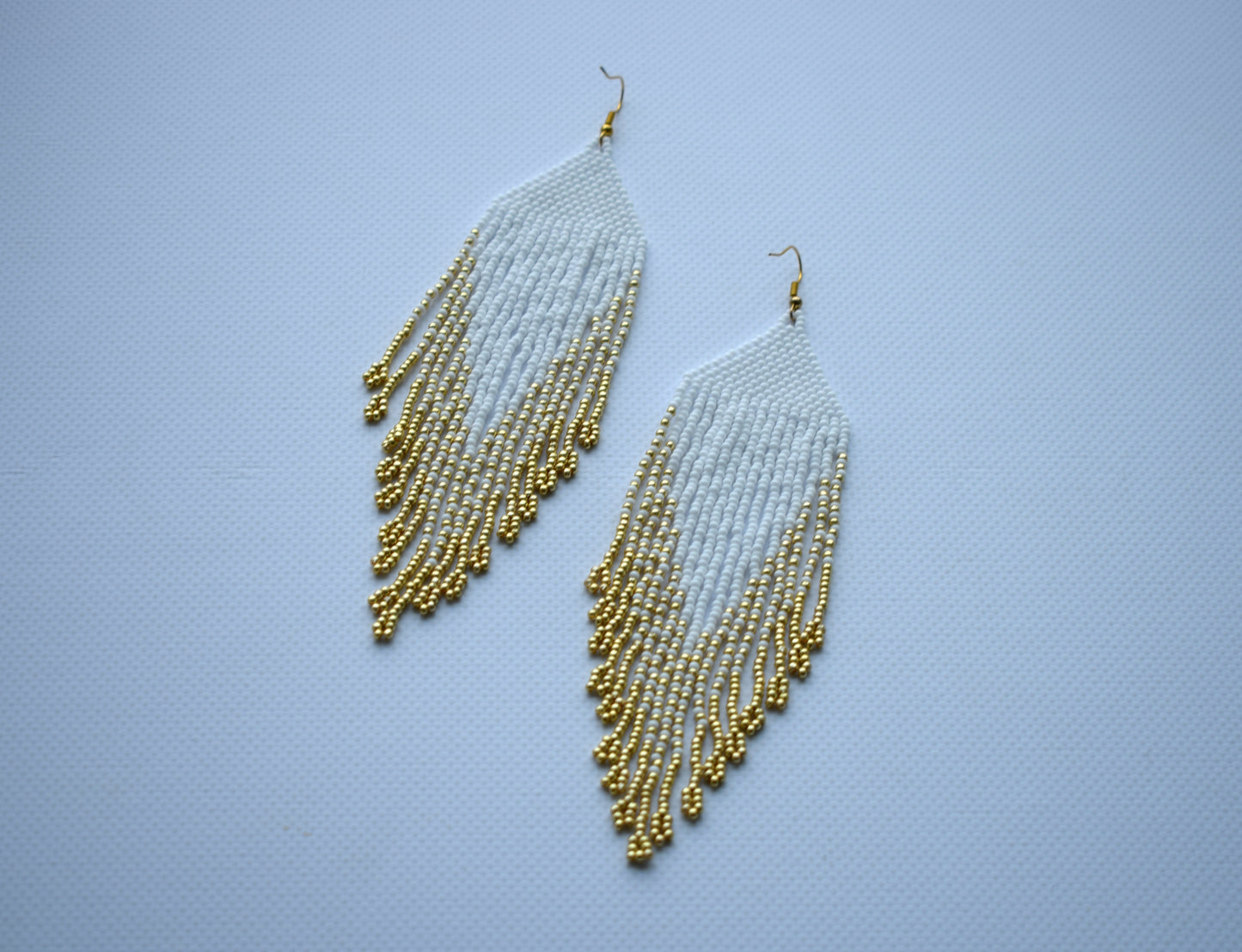 White seed bead earrings for wedding day