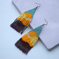 Seed bead earrings sunrise in the mountains