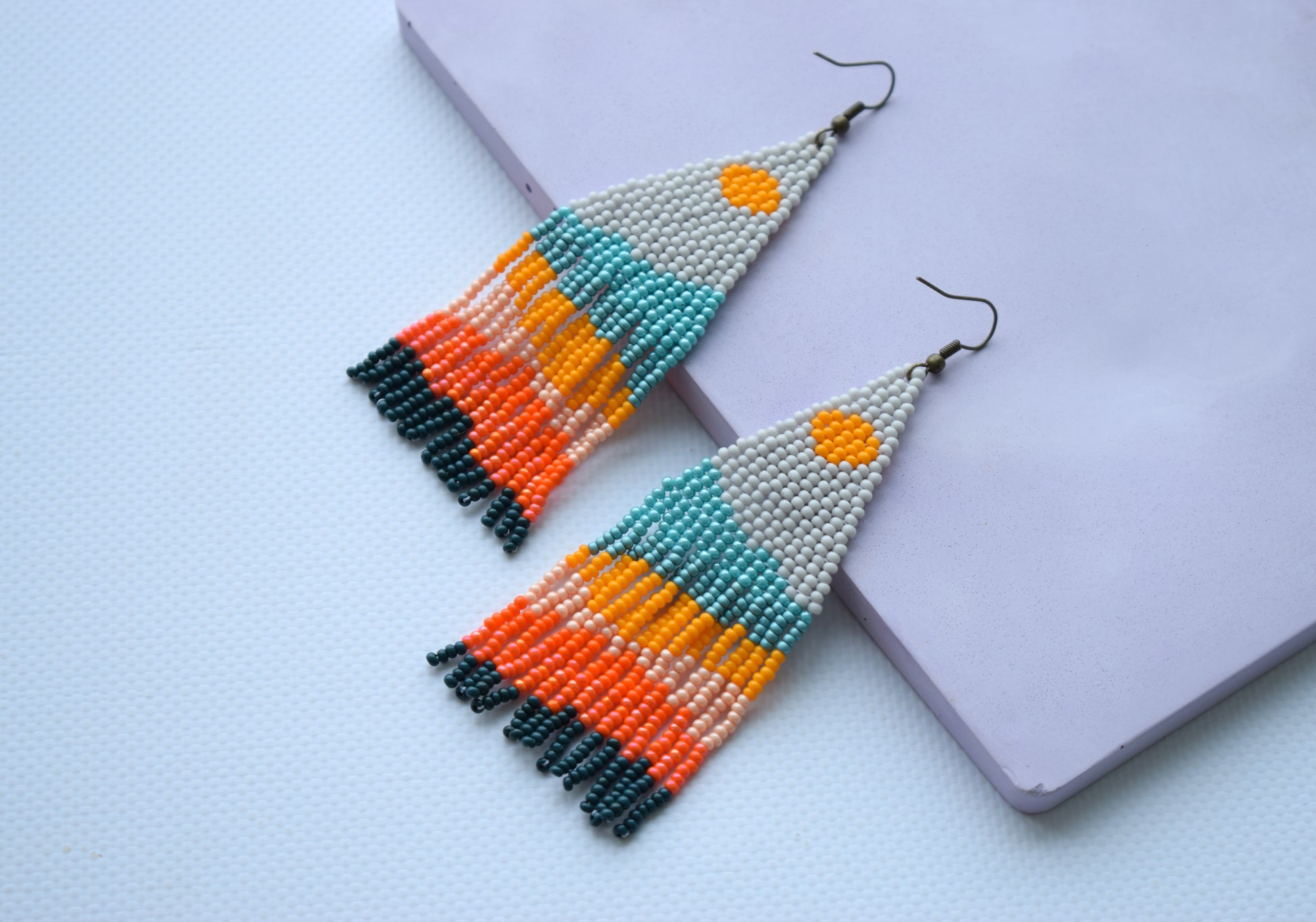 Landscape beaded earrings